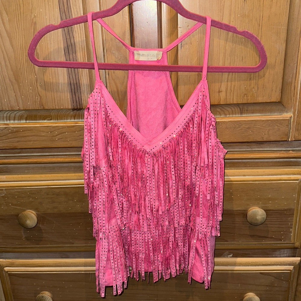 Altar’d State pink fringe tank top